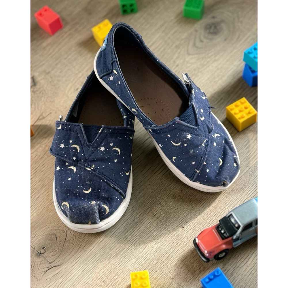 TOMS Alpargatas Blue Moon Stars Slip on Shoes Youth Size 9 Toddler Unisex - Picture 3 of 6